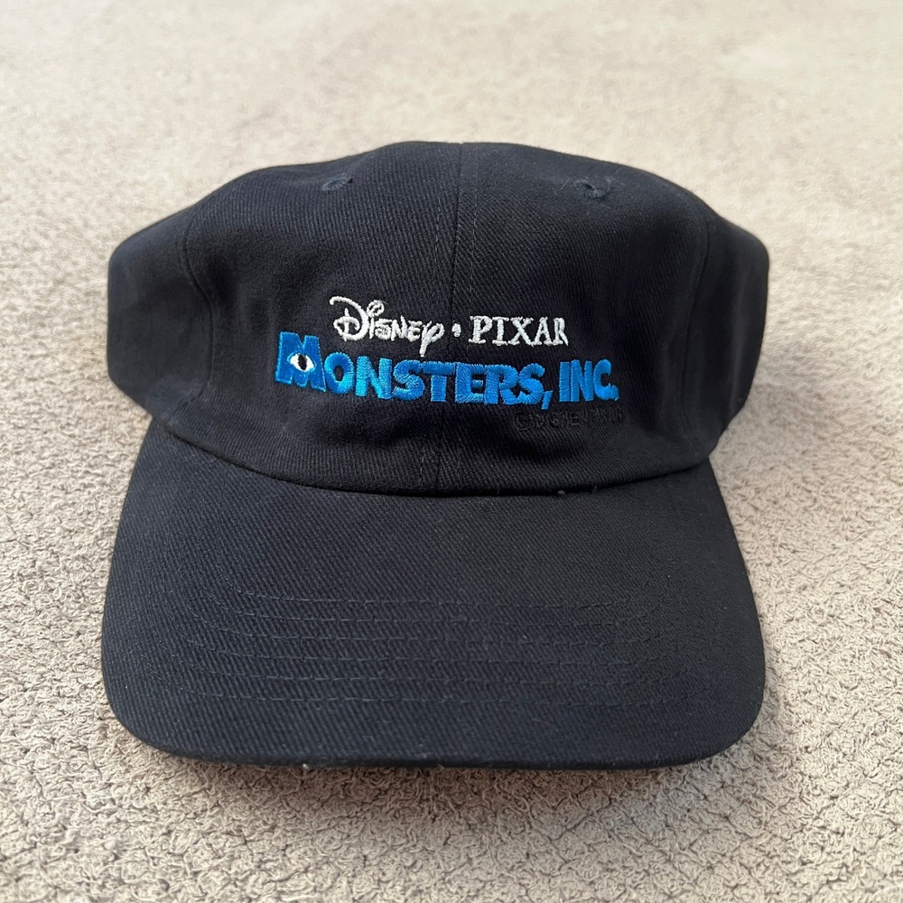 Vintage 2000s Monsters Inc Disney Pixar Promo Hat Black Falcon Headwear OSFM